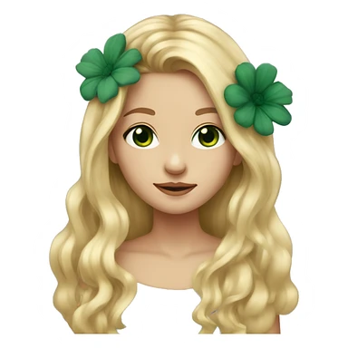 Young woman, long blond hair, dark green eyes and a flower in her hair  sticker