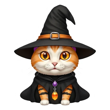 A cat wearing a witch hat. sticker