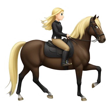 Dark bay horse and blonde girl kn horseback sticker