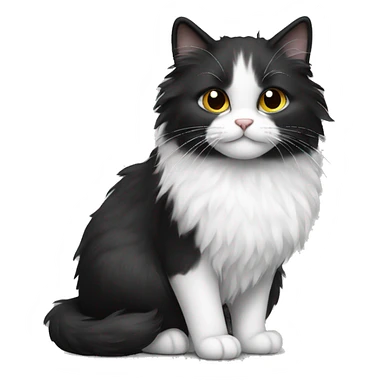 black and white fluffy cat sticker
