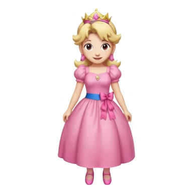 Princess peach full body with a pink ribbon on her hair sticker