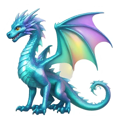Sparkly glossy Pastel iridescent glass dragon full body sticker
