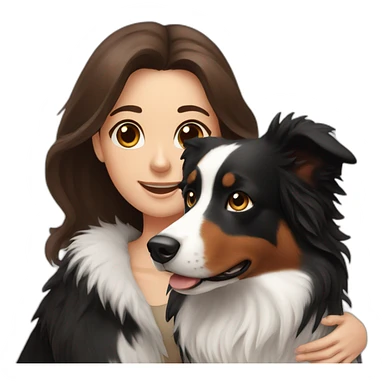 black border collie and woman with long brown hair sticker