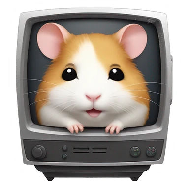 a cute hamster sleeping in a TV set with antennae. sticker