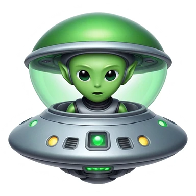 alien piloting a UFO spaceship sticker