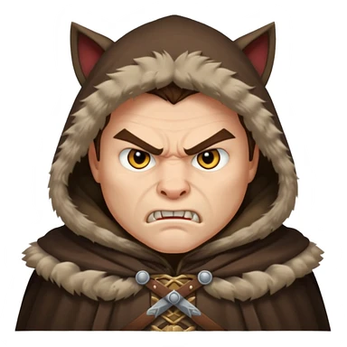 mean looking Hun warrior inspired by Mulan, snarling face, heavy fur cloak, menacing eyes sticker