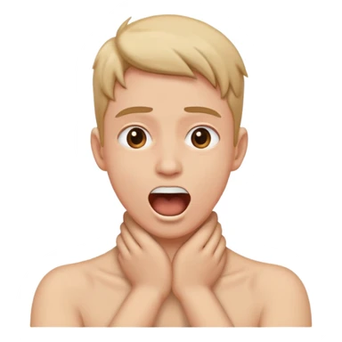 Human with hands crossing neck and open mouth sticker