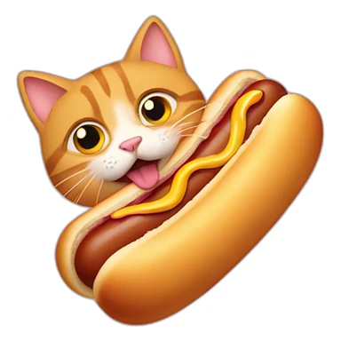 cat eating hot dog sticker