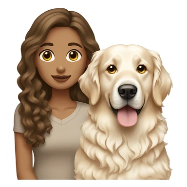 Wavey brown haired woman and her English cream golden retriever curly haired dog sticker