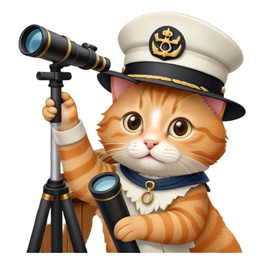 explorer cat on a ship sticker