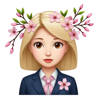 business woman with cherry blossom sticker