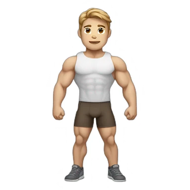 Bodybuilder, whole body, white skin, light brown hair sticker