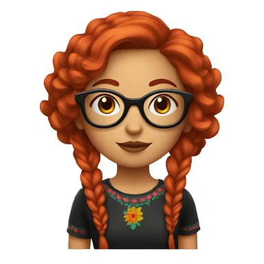 Mexican girl with big glasses with a little long red hair  sticker