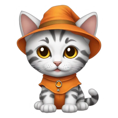 kitten in halloween clothes sticker