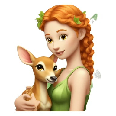 Beautiful ginger fairy with a fawn  sticker