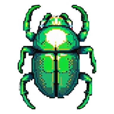 green shiny scarab with a skull as its body sticker