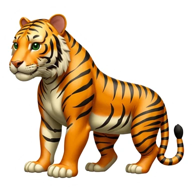 full body muscular tiger on all fours, completely green with black stripes, no orange sticker