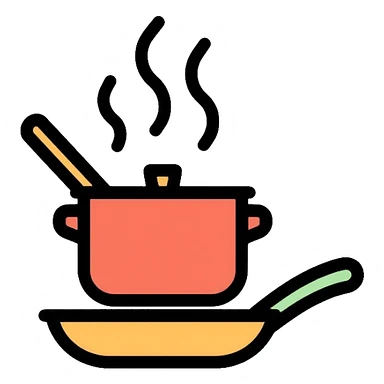 cooking with pot and pan sticker