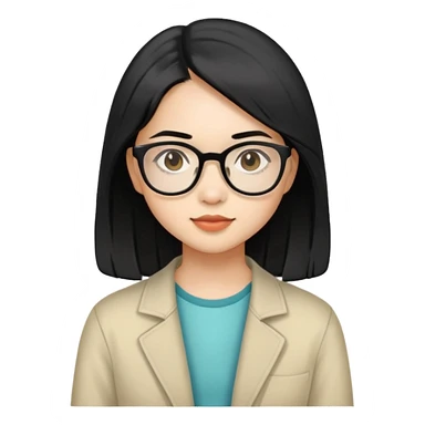 young Vietnamese girl with shoulder-length black hair and glasses sticker