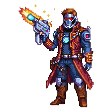 Detailed Star-Lord element gun with glowing effects sticker