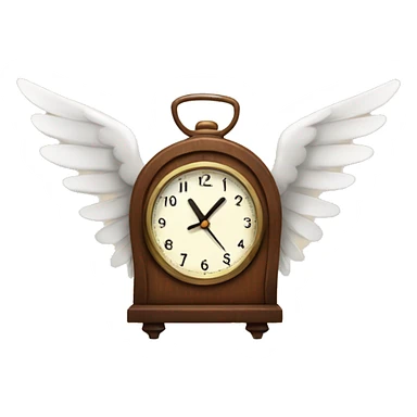Clock with wings and brown ear sticker