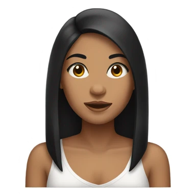 black hair middle part tan girl  sticker