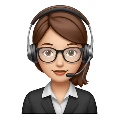 Frau, braune Haare, Brille, mit Headset für Kundenberatung sticker