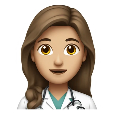 Long brown hair female doctor sticker
