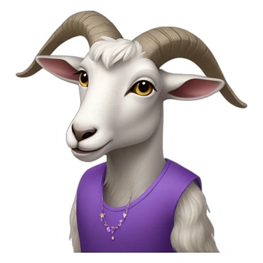 anthropromorphic goat wearing a purple dress sticker