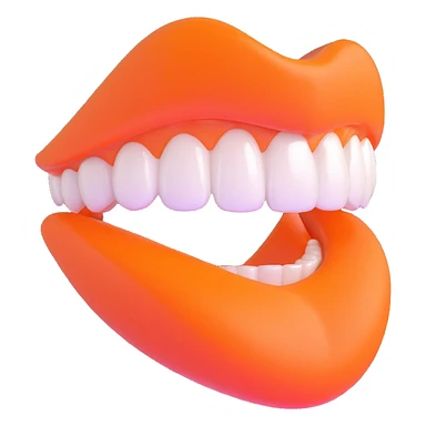 perfect smile with shiny white teeth, lips in vibrant orange color sticker