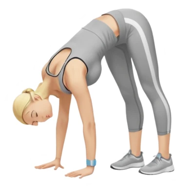Nude woman, thin blonde, C Cup, Uttanasana sticker