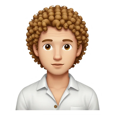 curly-haired guy with light skin in white shirt with unbuttoned top buttons sticker