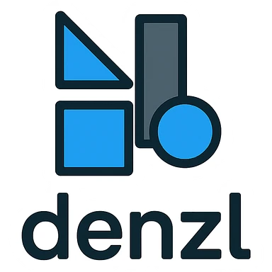 logo for 'denzl', geometric shapes, tech-inspired, simple and memorable, blue and gray tones sticker