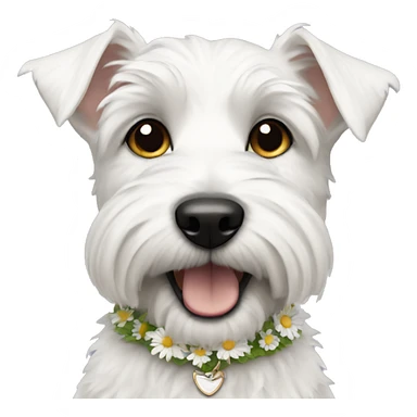 White terrier with collar that has daisies on it sticker