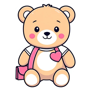 cute teddy bear with pink accessories sticker