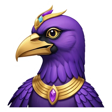 A male purple crow character inspired by the Ancient Egyptian god Sutekh/Set. Purple with gold accents and a gold Gemini emblem  sticker