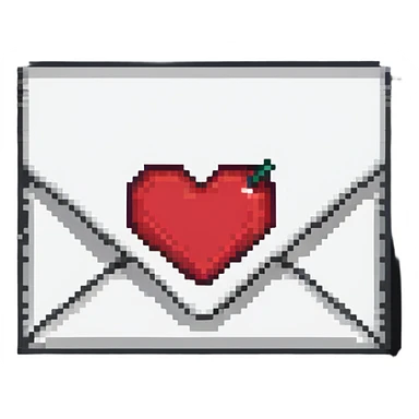 Pixelated love letter with a heart seal sticker