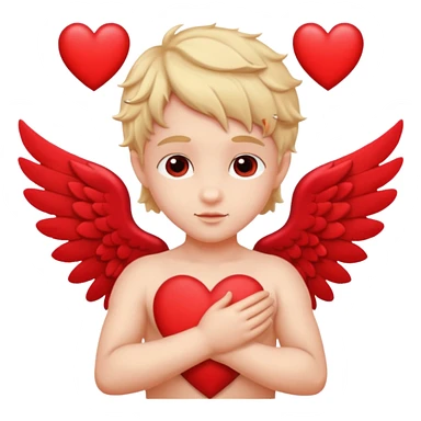 Cupido rodeado de corazones  mostrando sus alas y su arco   sticker