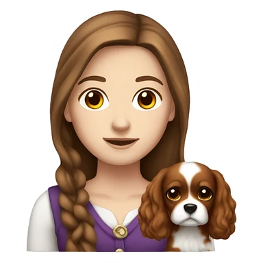 White girl brown hair holding cavalier  sticker