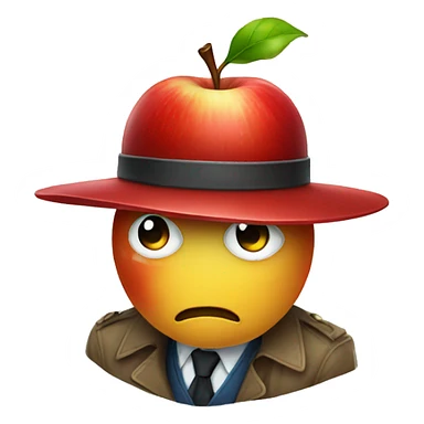 Apple with detective hat sticker