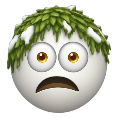 3d sphere with a cartoon Snow Golem skin texture with big kind eyes sticker