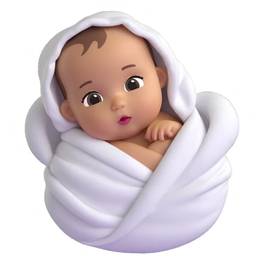 lightly tanned baby swaddled in a white blanket sticker