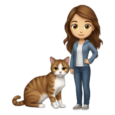 Litil girl whit brown hair taking a cat sticker