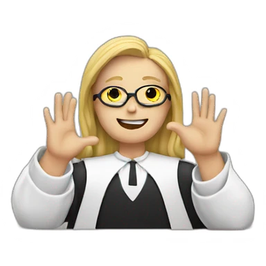 judge shows heart with hands sticker