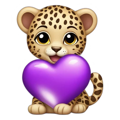 Baby leopard holding a purple heart  sticker