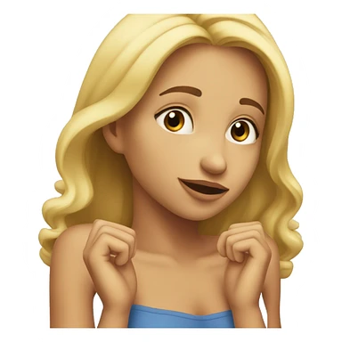 Blonde girl with her hands under her chin, praising sticker