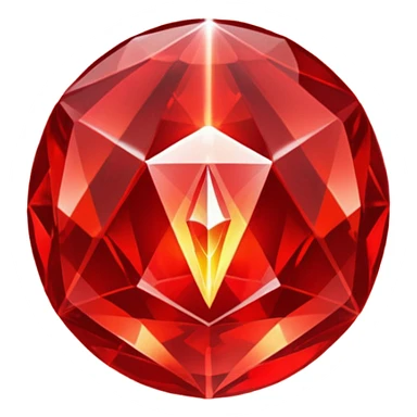Red crystal with a red glow coming from its center. In the center of the crystal a $ sticker