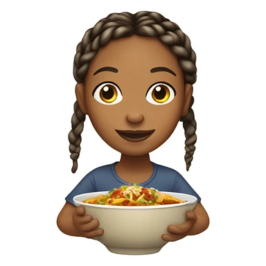 Medium skin tone girl with twists/braids eating taco soup sticker