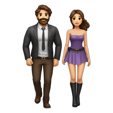 Homme barbe brune torse nu et une femme brune avec belles cuisses et ventre sexy sticker