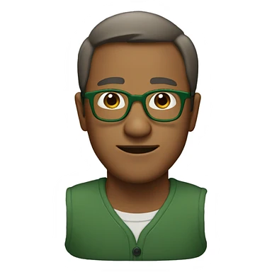 a 29 yer old brown guy with short hair and green glasses sticker